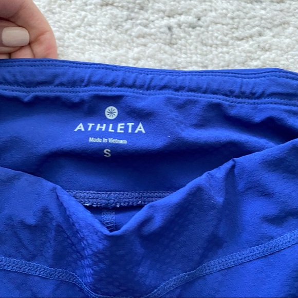 ATHLETA Blue Dobby Be Free Knicker Crop Leggings - Picture 9 of 9